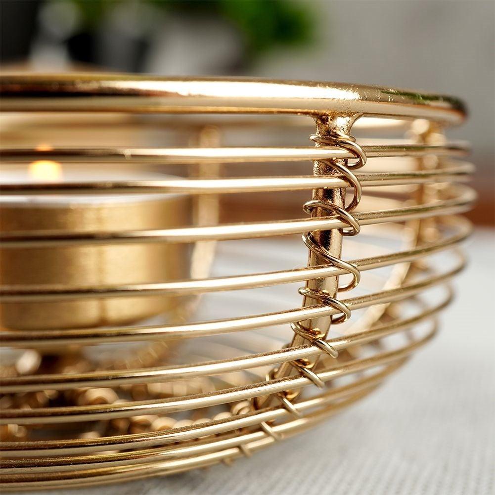 Golden Metal Candle Holder - Bowl Shaped and Impressive