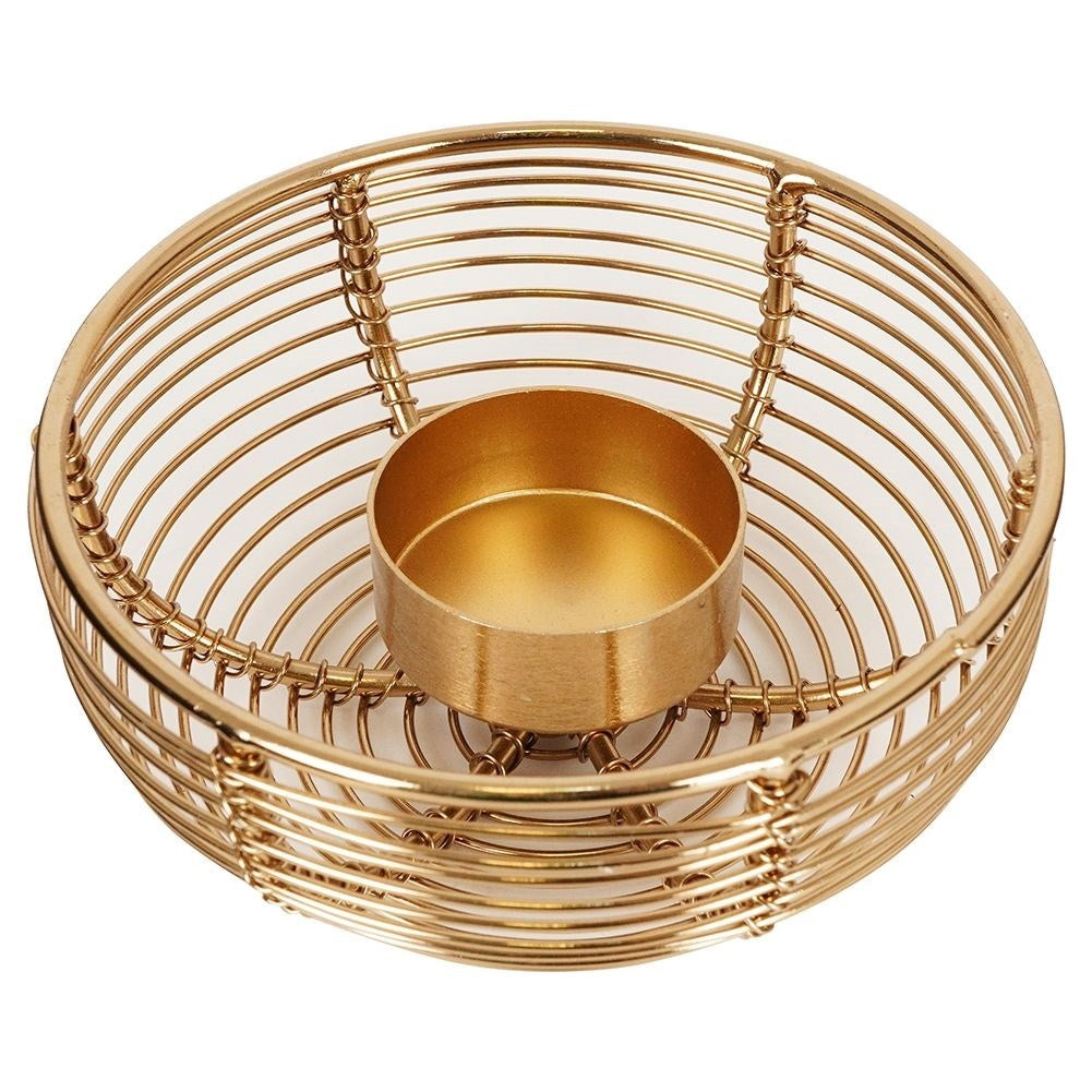 Golden Metal Candle Holder - Bowl Shaped and Impressive