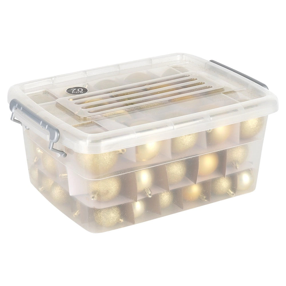 Golden Shatterproof Christmas Baubles Set, 70 Pieces