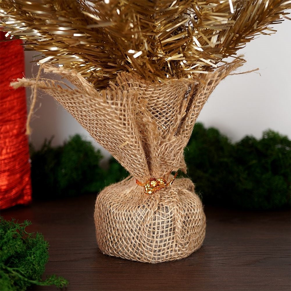 Golden artificial Christmas tree 60 cm with stable base