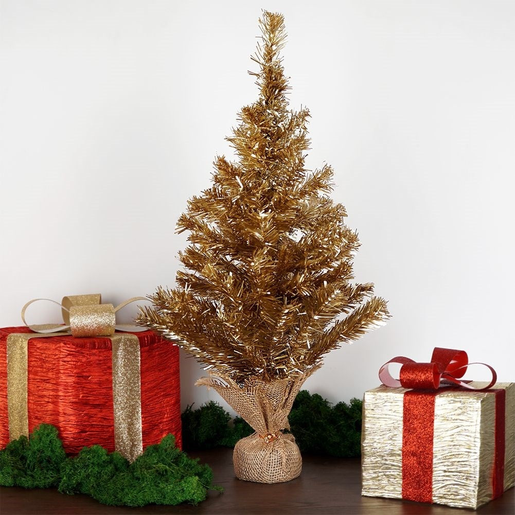 Golden artificial Christmas tree 60 cm with stable base