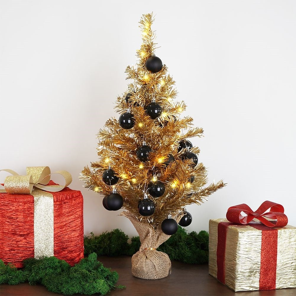 Golden artificial Christmas tree 60 cm with stable base