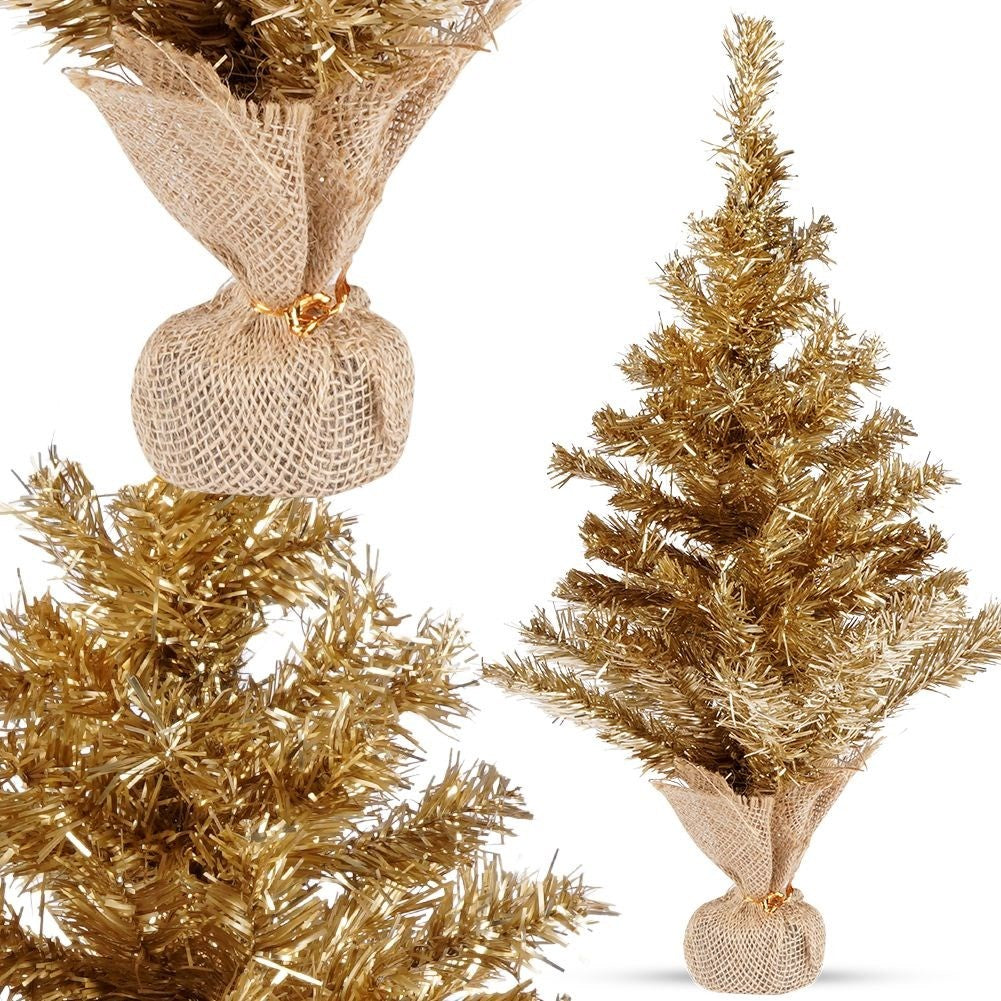 Golden artificial Christmas tree 60 cm with stable base