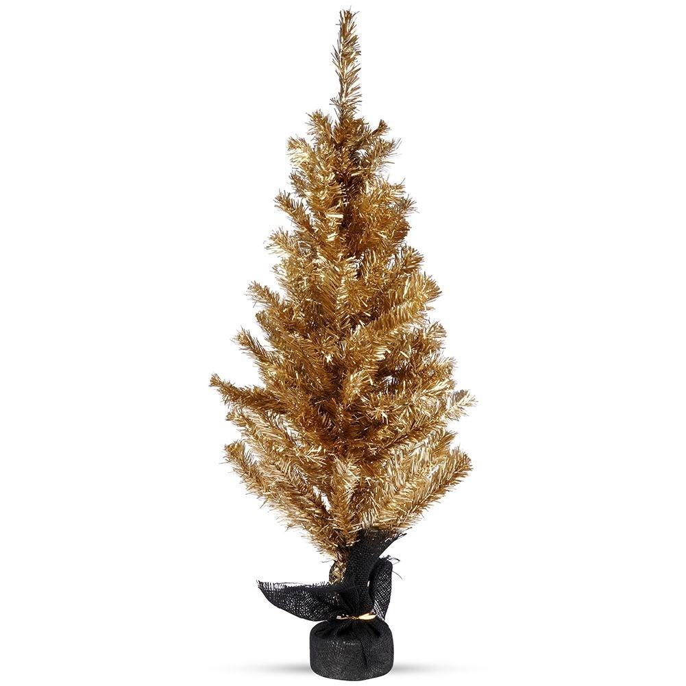 Golden artificial Christmas tree 90 cm with stable base