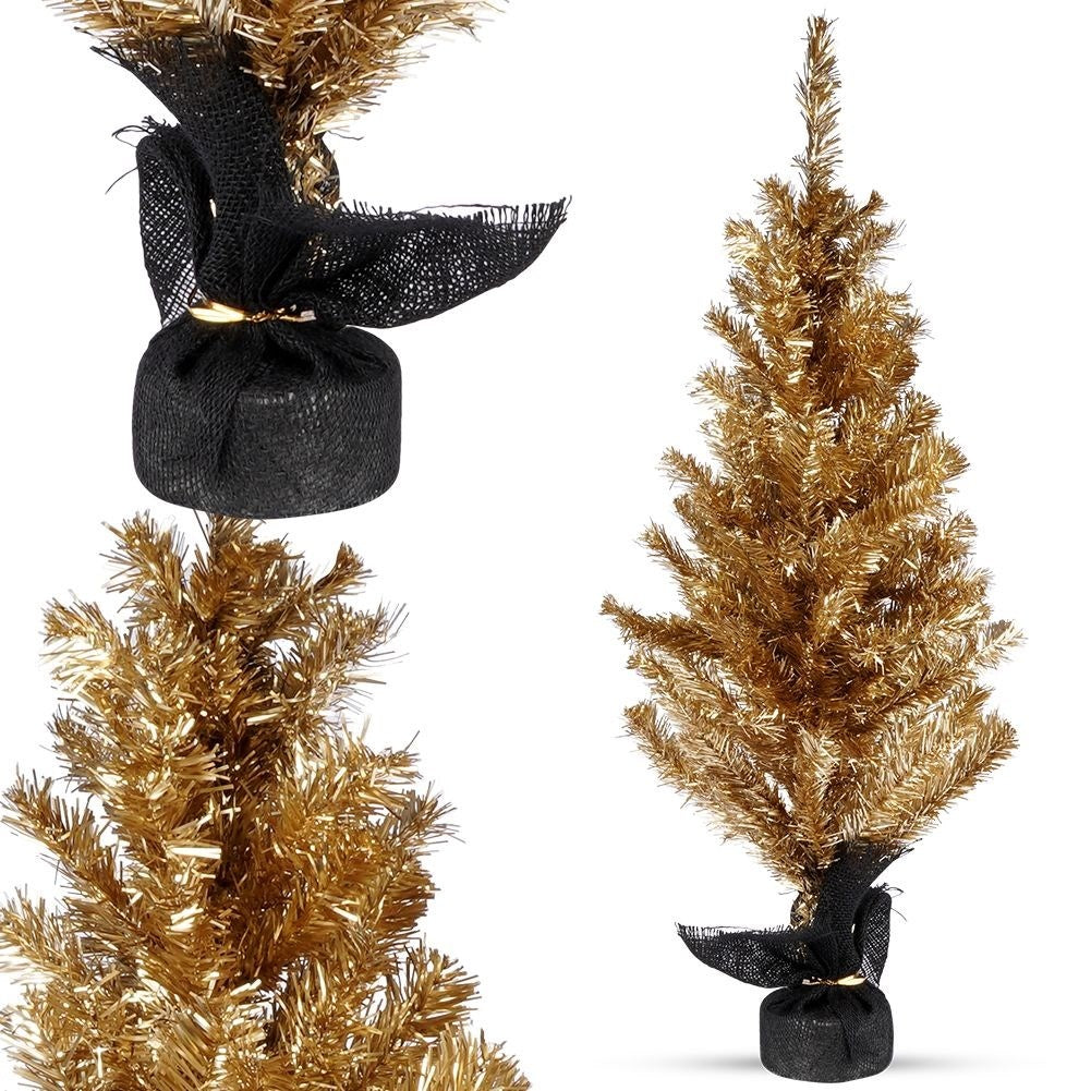 Golden artificial Christmas tree 90 cm with stable base