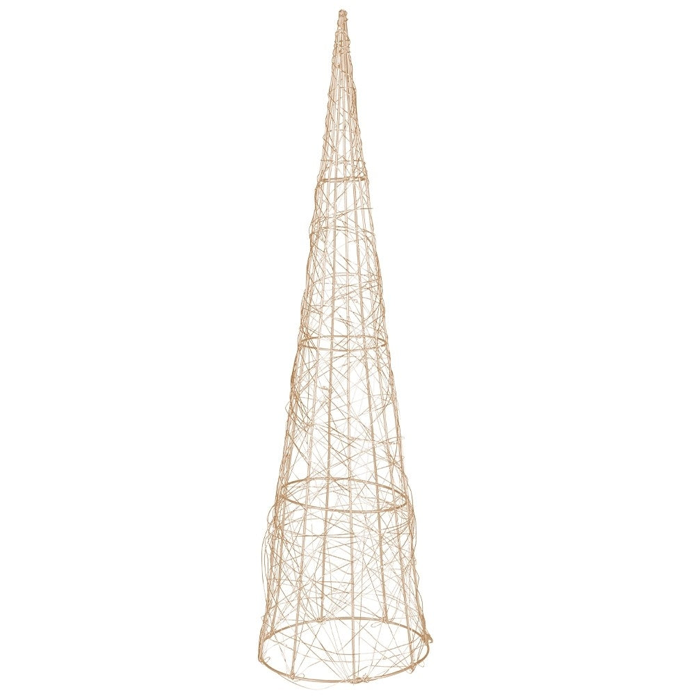 Golden cone-shaped Christmas tree with 30 LEDs, 60 cm high