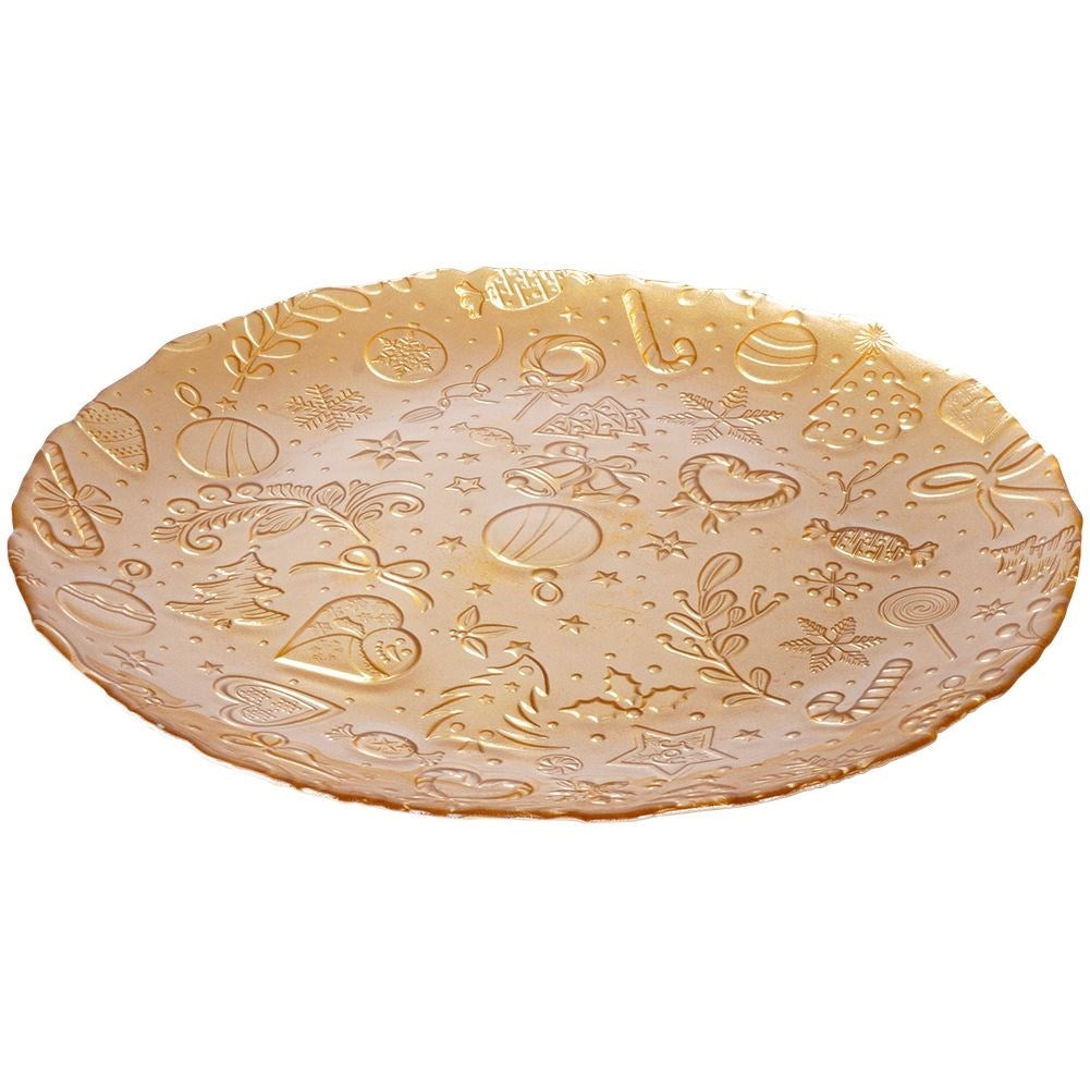 Golden glass plate with Christmas motif - perfect for Christmas goodies