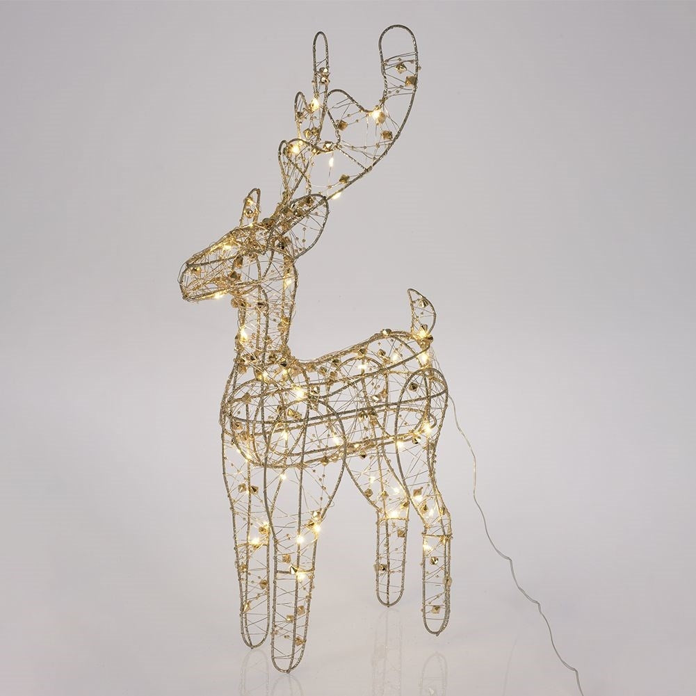 Golden reindeer with 40 LED lights, battery powered Christmas decoration