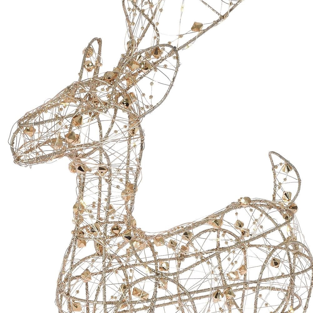 Golden reindeer with 40 LED lights, battery powered Christmas decoration