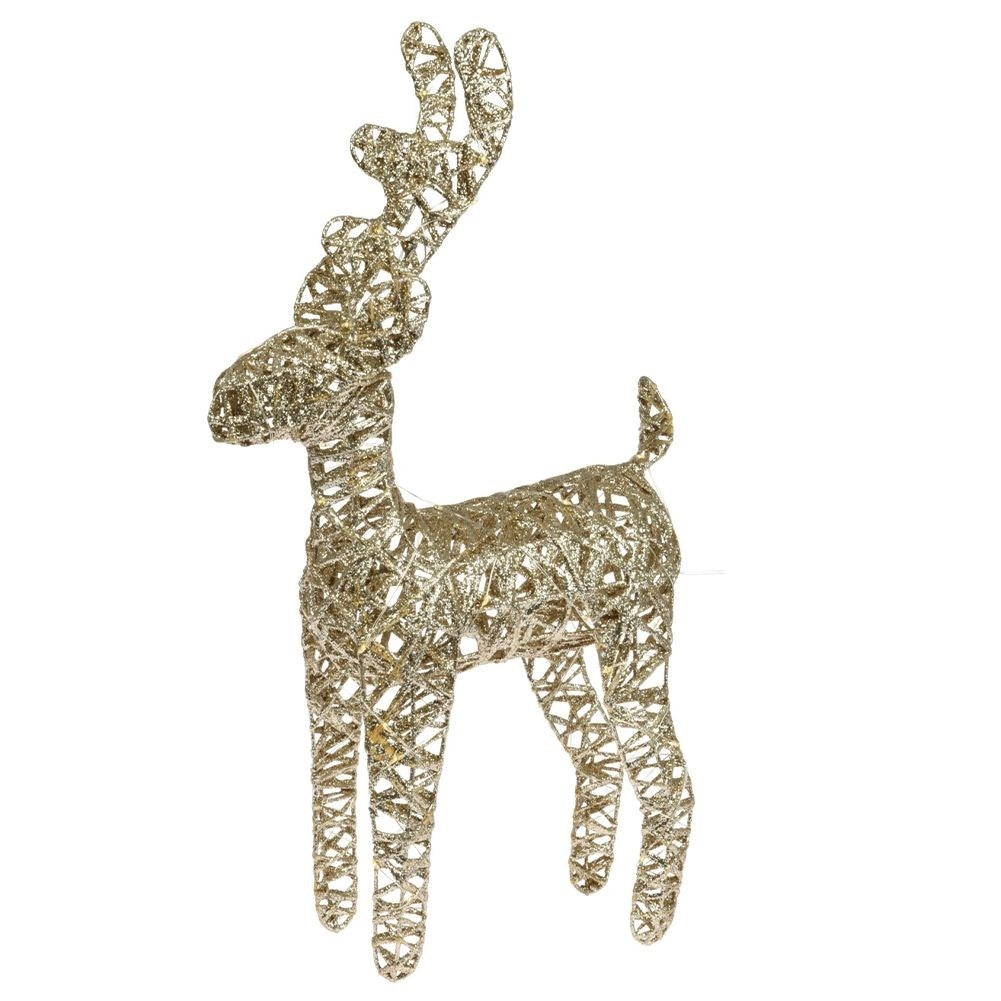 Golden reindeer with 45 LED lights for impressive Christmas decoration