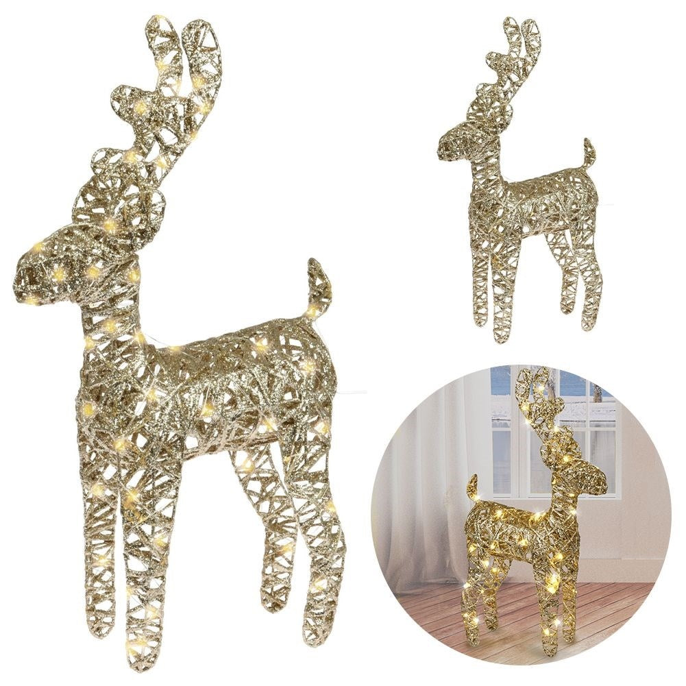 Golden reindeer with 45 LED lights for impressive Christmas decoration