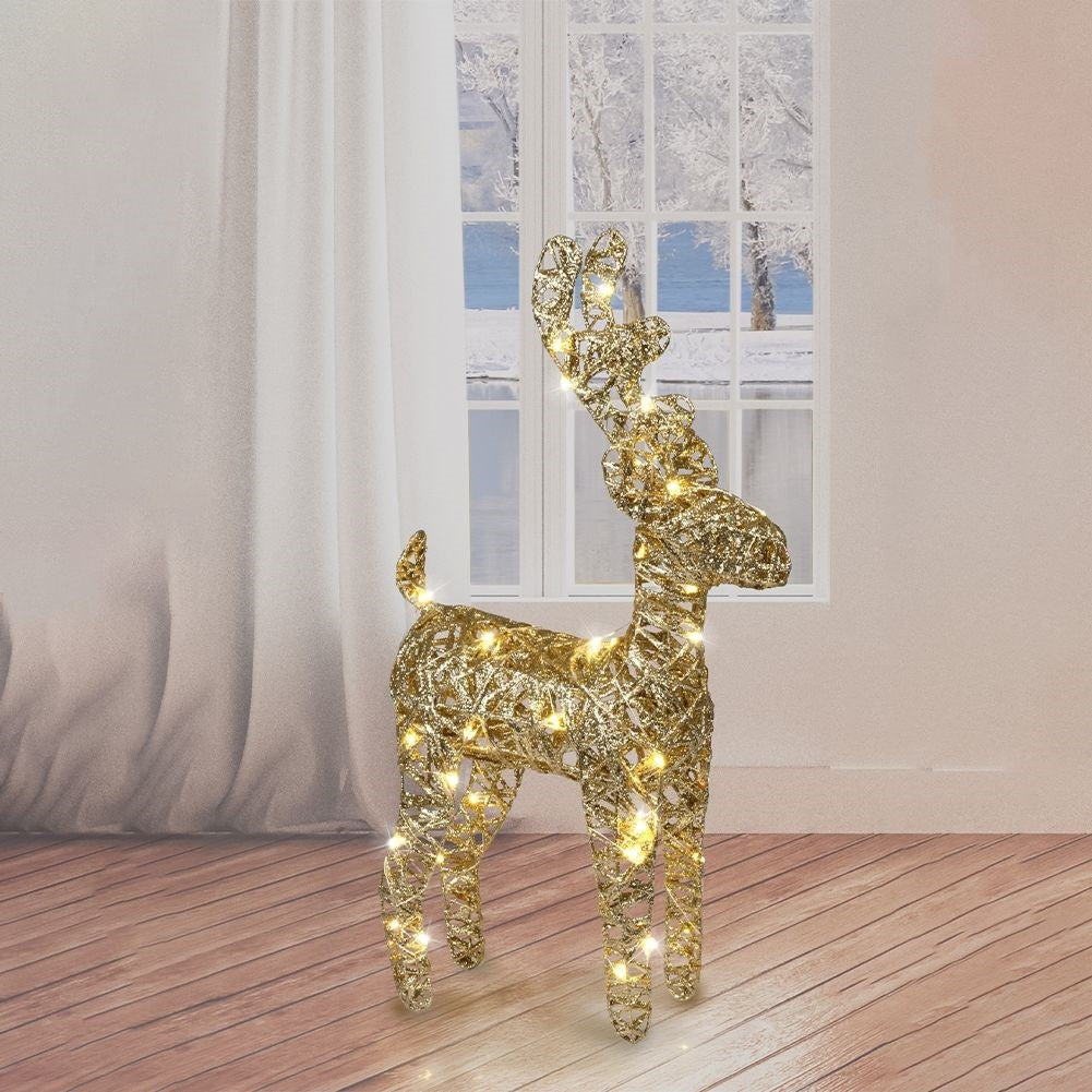 Golden reindeer with 45 LED lights for impressive Christmas decoration