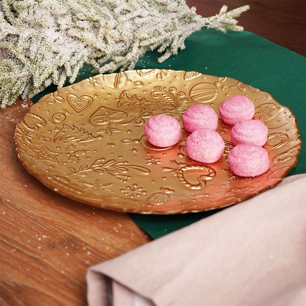 Gold glass dish with Christmas motif - Perfect for Christmas goodies