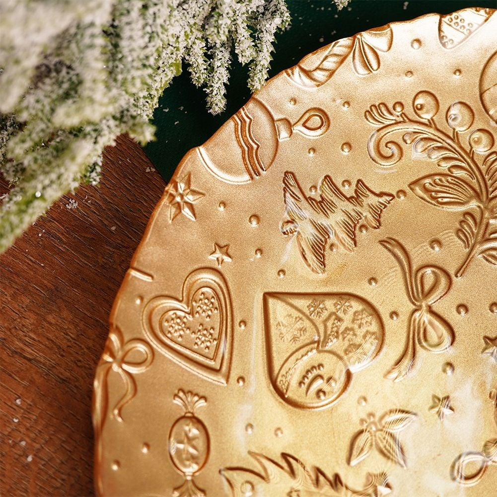 Gold glass dish with Christmas motif - Perfect for Christmas goodies