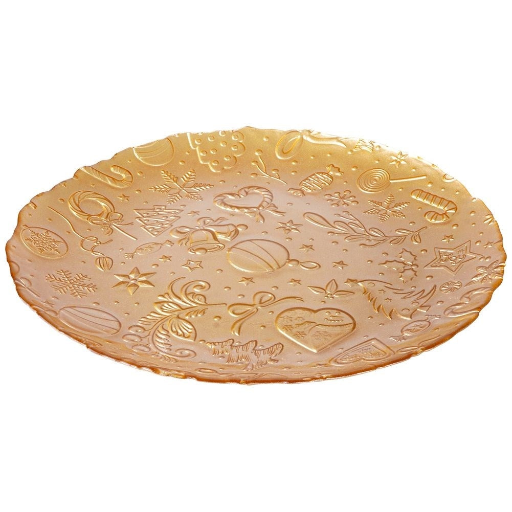 Gold glass dish with Christmas motif - Perfect for Christmas goodies