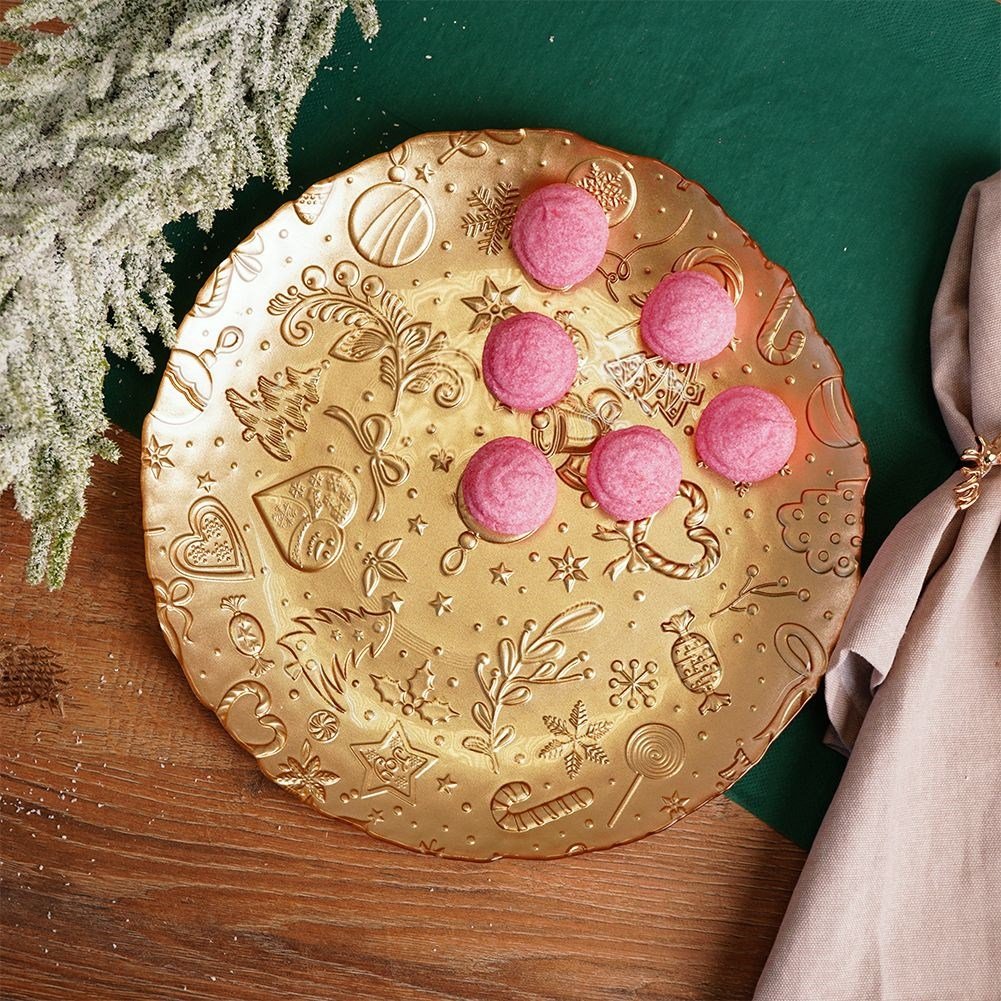 Gold glass dish with Christmas motif - Perfect for Christmas goodies