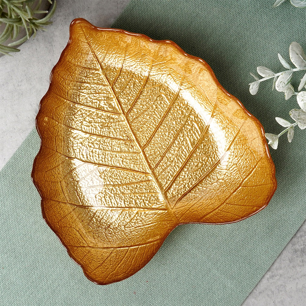 Gold leaf glass bowl 16x14 cm, 180 ml