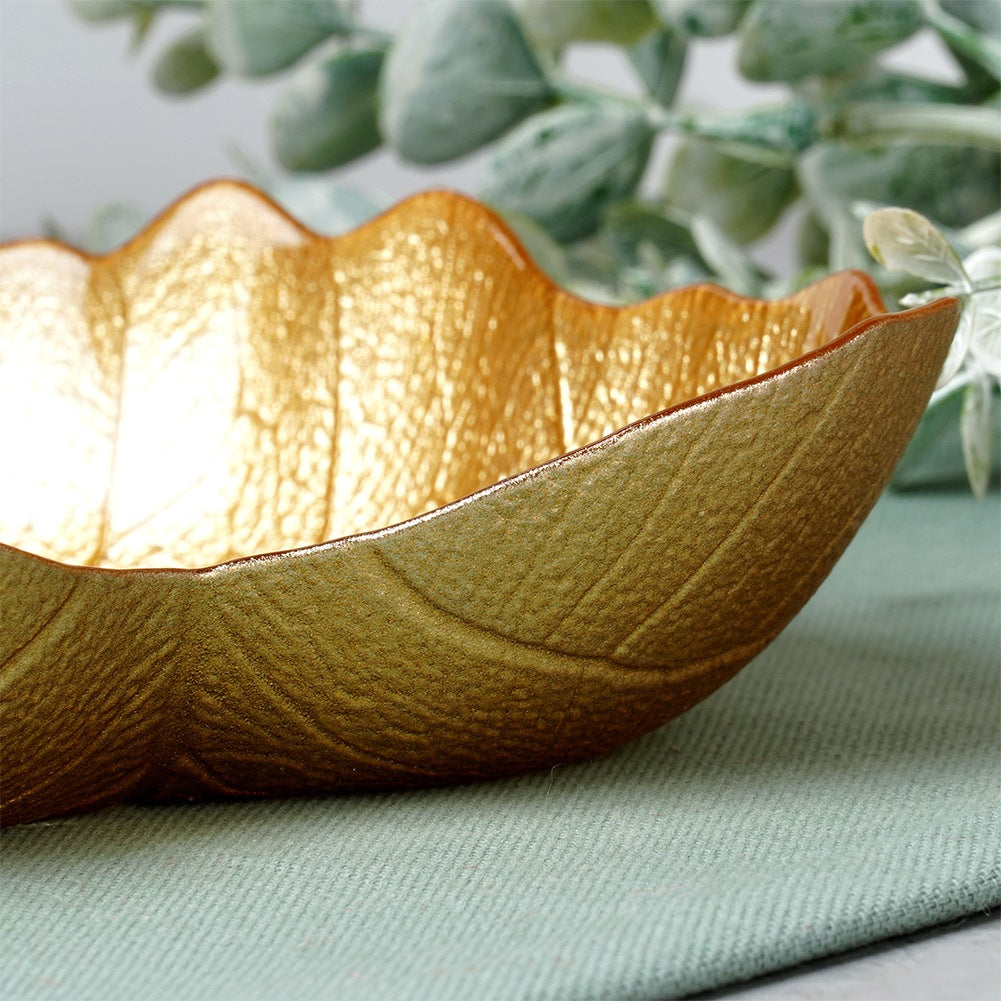 Gold leaf glass bowl 16x14 cm, 180 ml