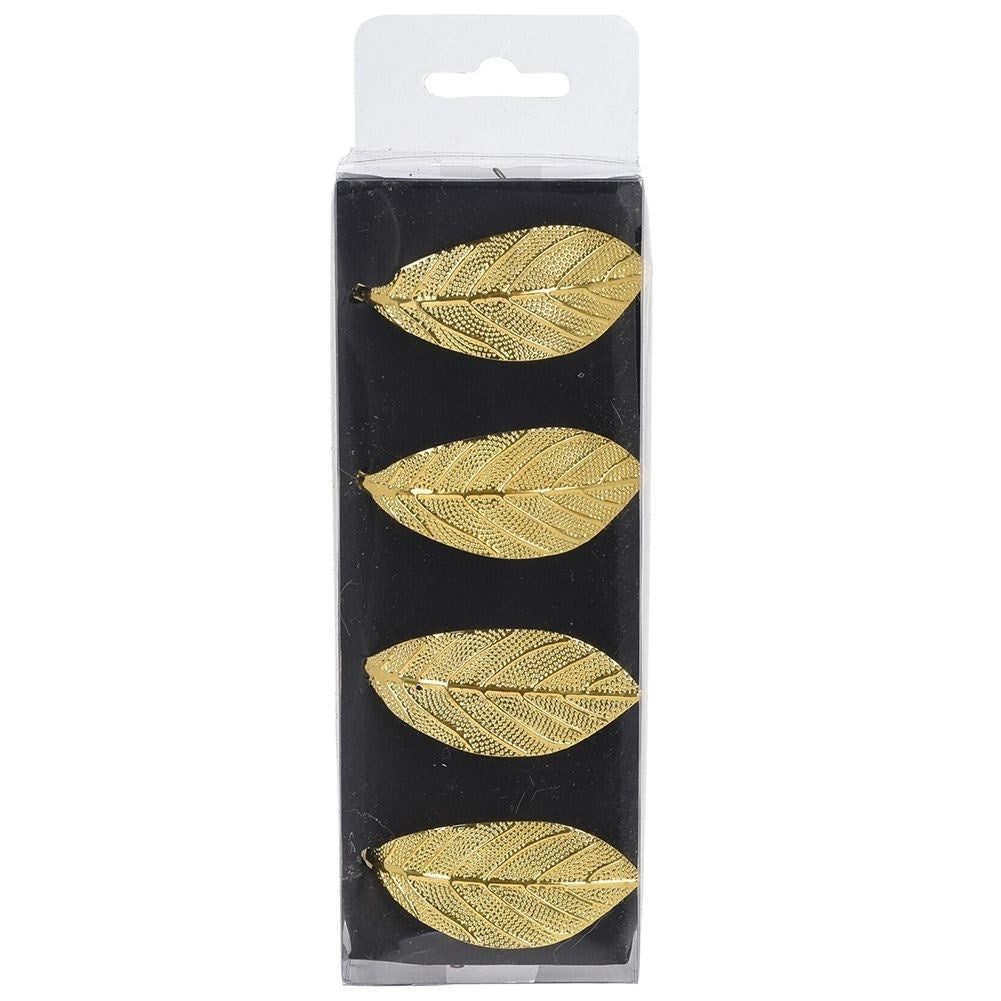 Gold napkin rings with elegant leaf pattern, 4.5 cm
