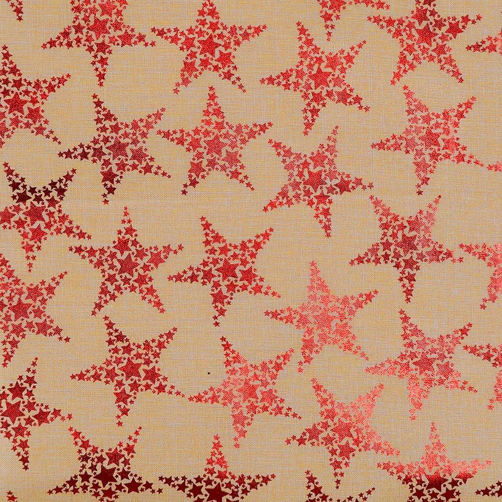 Gold placemats and runners with red stars - 4 pieces