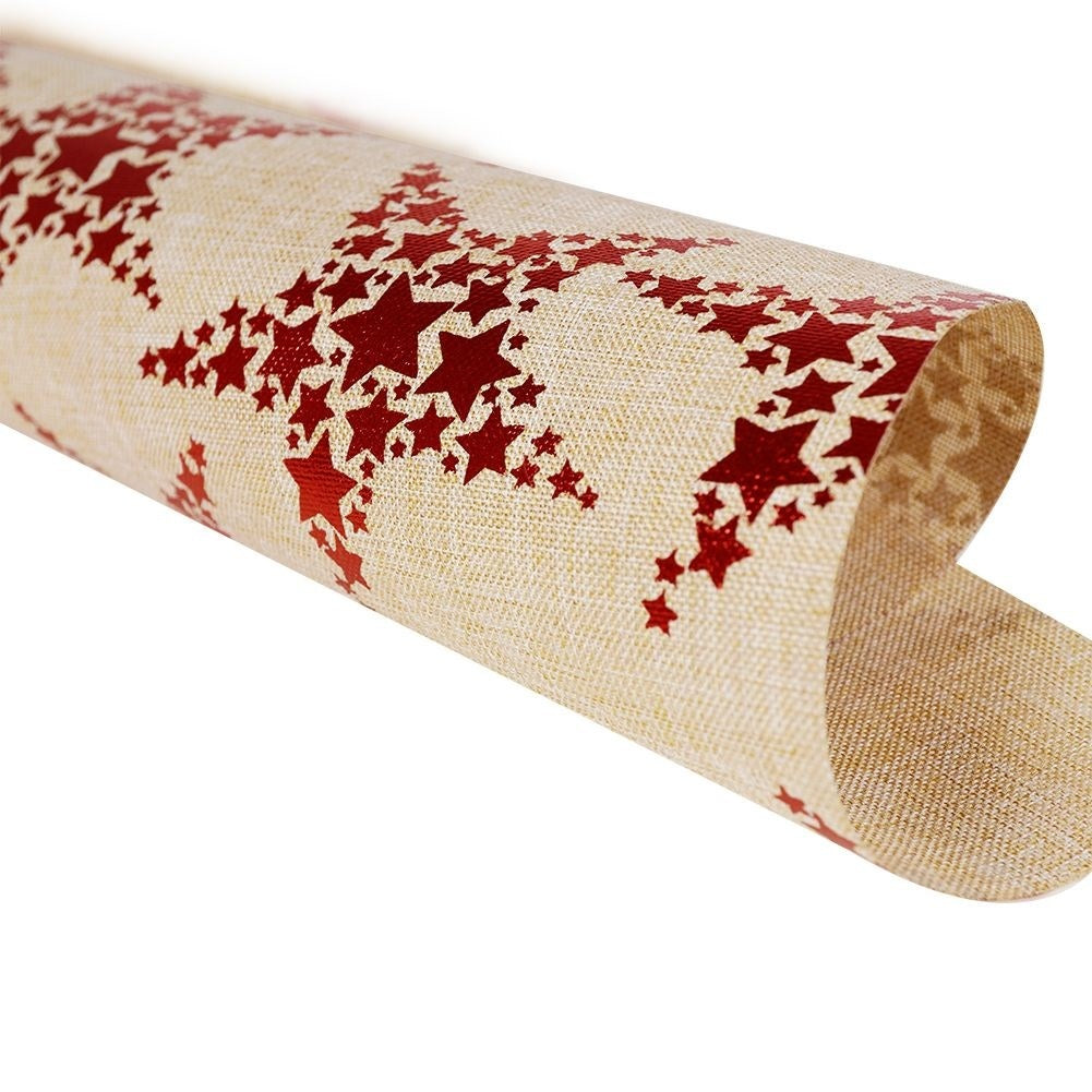 Gold placemats and runners with red stars - 4 pieces