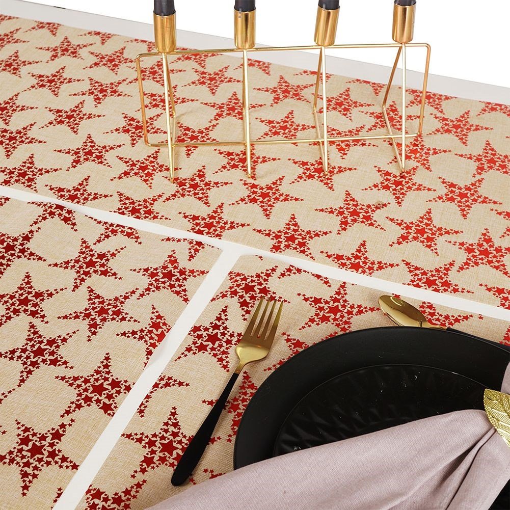Gold placemats and runners with red stars - 4 pieces