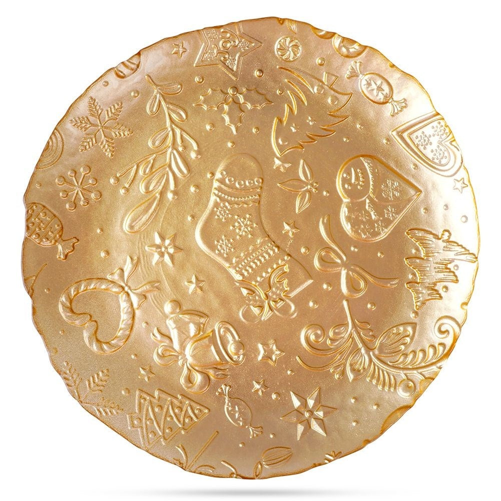 Gold plate with Christmas motif - Perfect for snacks and dessert