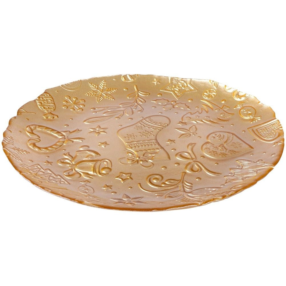 Gold plate with Christmas motif - Perfect for snacks and dessert