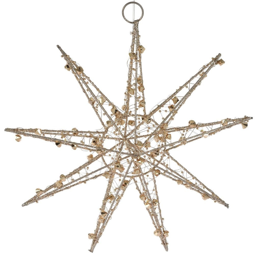 Gold star with 20 LEDs, battery-powered Christmas decoration