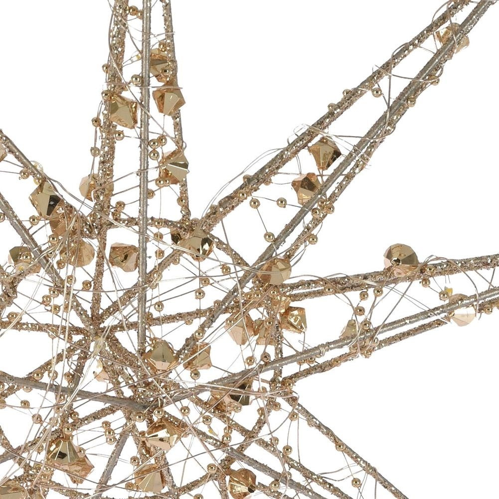 Gold star with 20 LEDs, battery-powered Christmas decoration