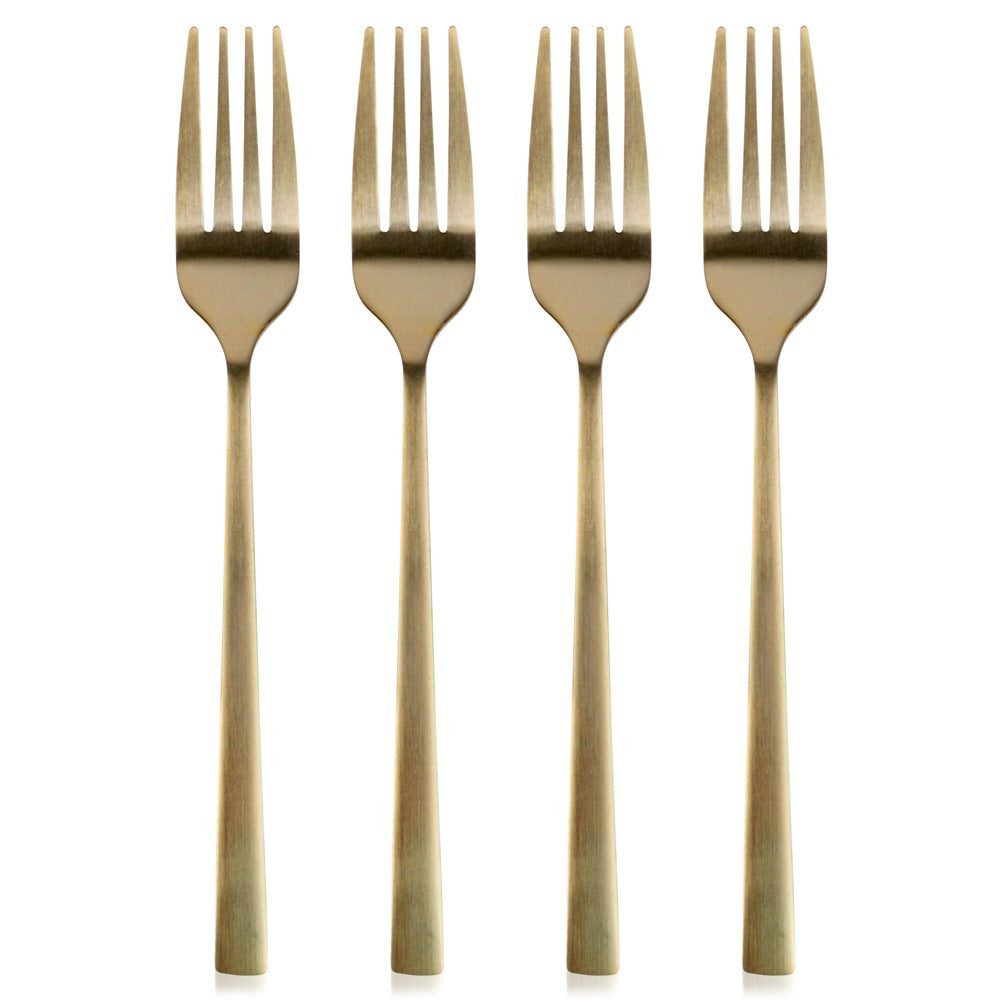 Gold steel dessert forks, 4 pcs.