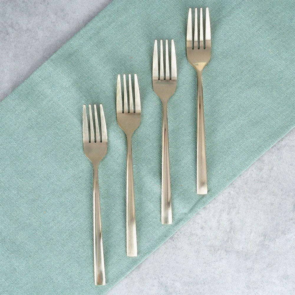 Gold steel dessert forks, 4 pcs.