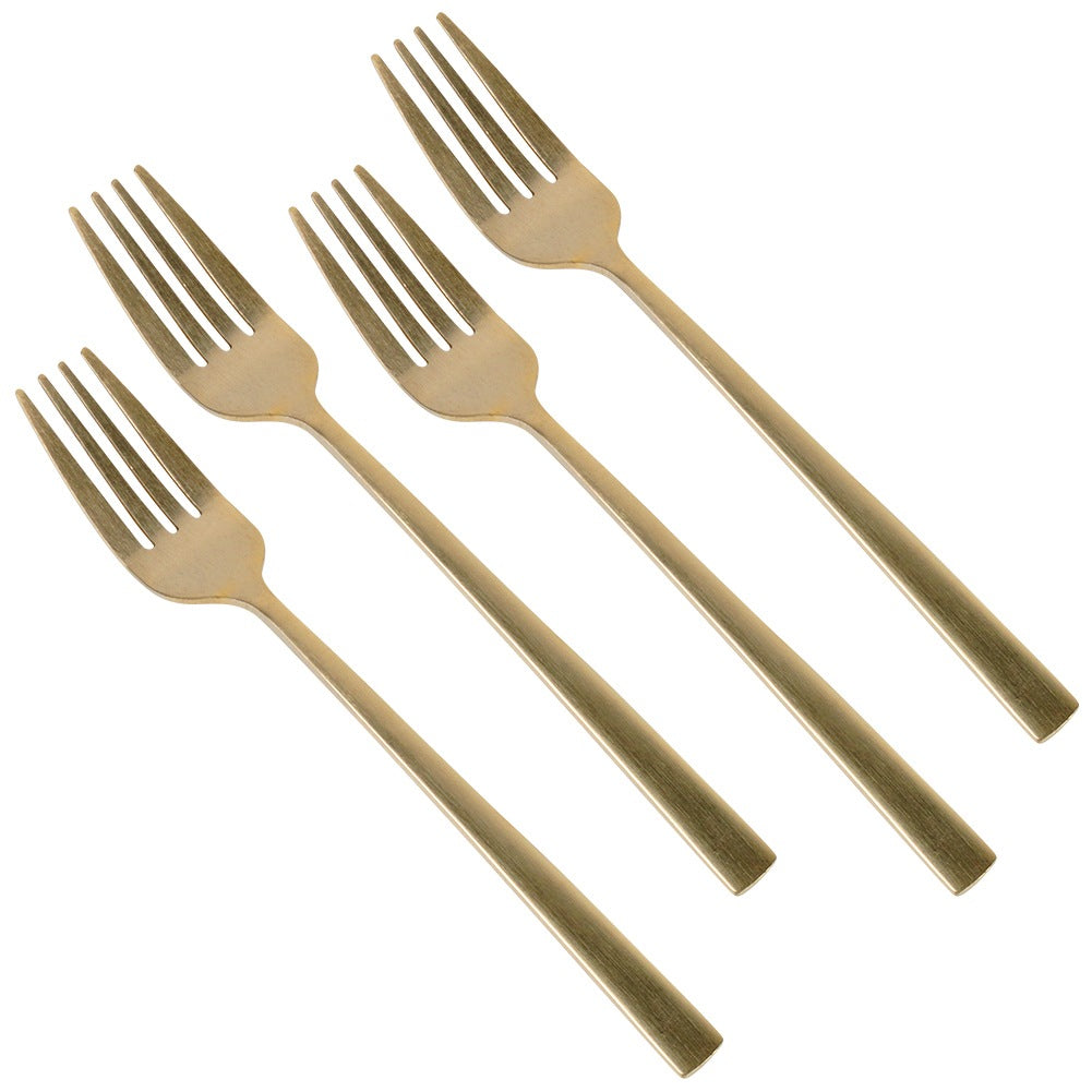 Gold steel dessert forks, 4 pcs.