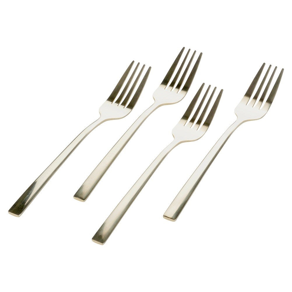 Gold steel dessert forks, 4 pcs.