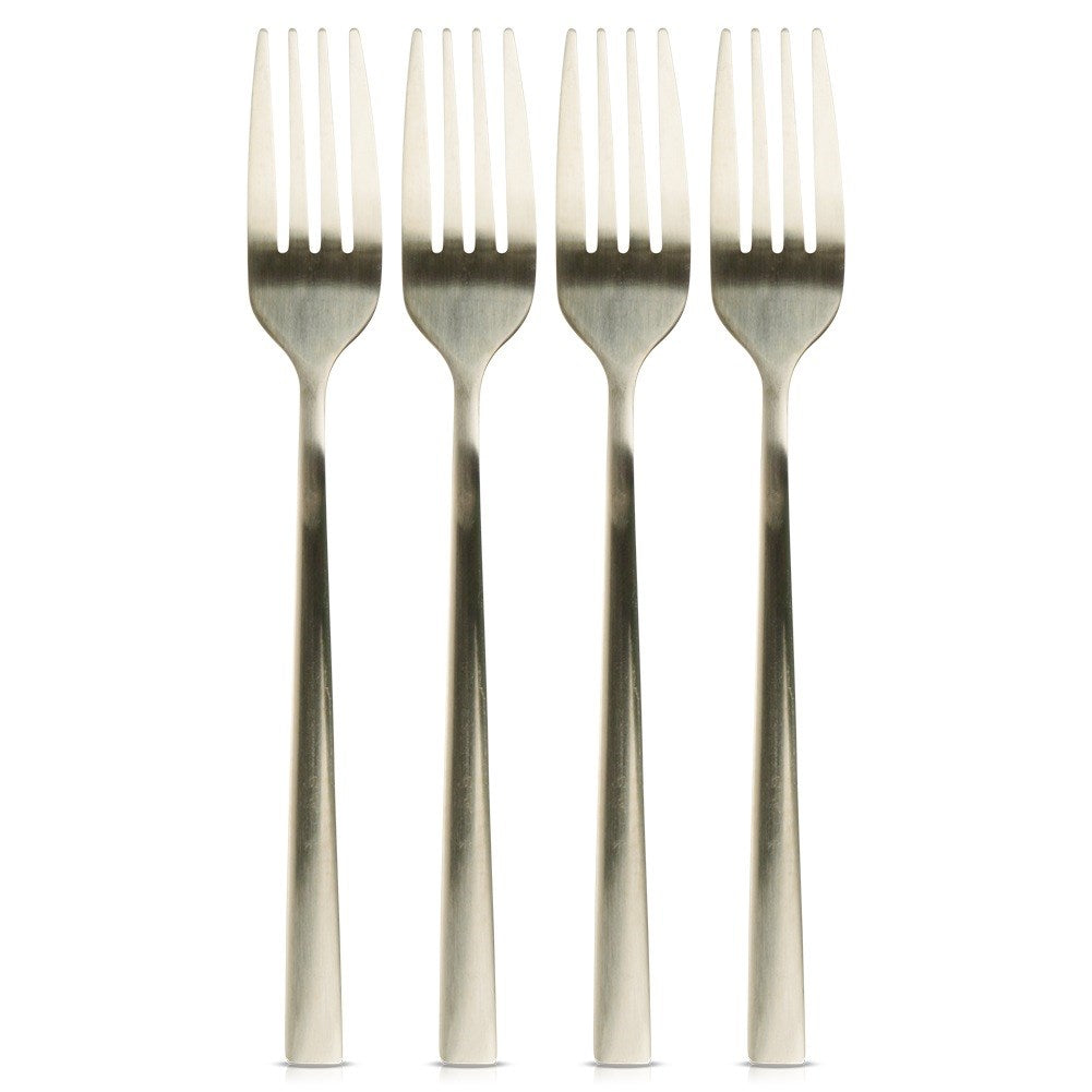 Gold steel dessert forks, 4 pcs.