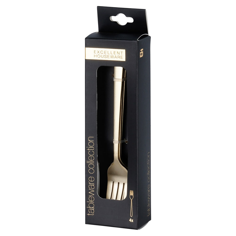 Gold steel dessert forks, 4 pcs.