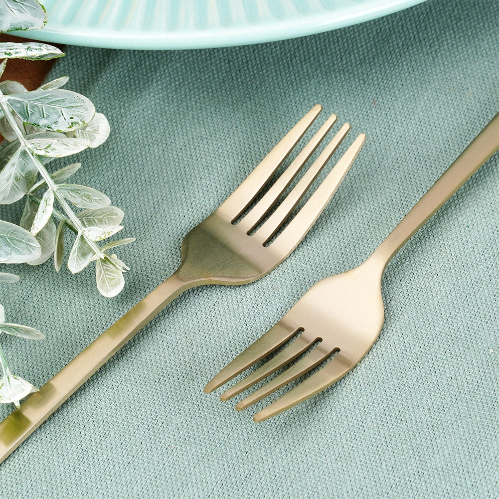 Gold steel dessert forks, 4 pcs.