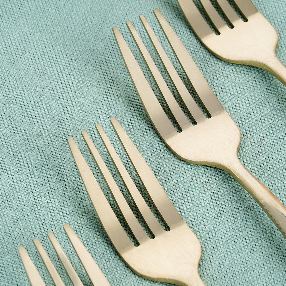 Gold steel dessert forks, 4 pcs.
