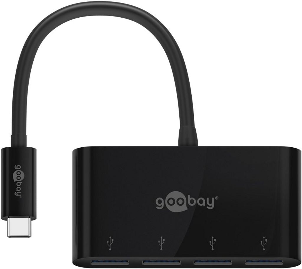 Goobay 4-Port USB-A Multiport Adapter - Black