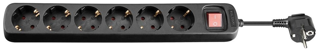 Goobay Power strip with 6xCEE 7/4 sockets, 1.5m cable - Black