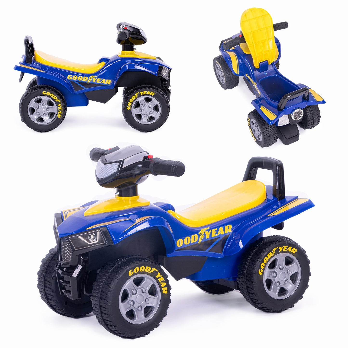 Goodyear quad ride-on, interactive steering wheel, sounds, BLUE
