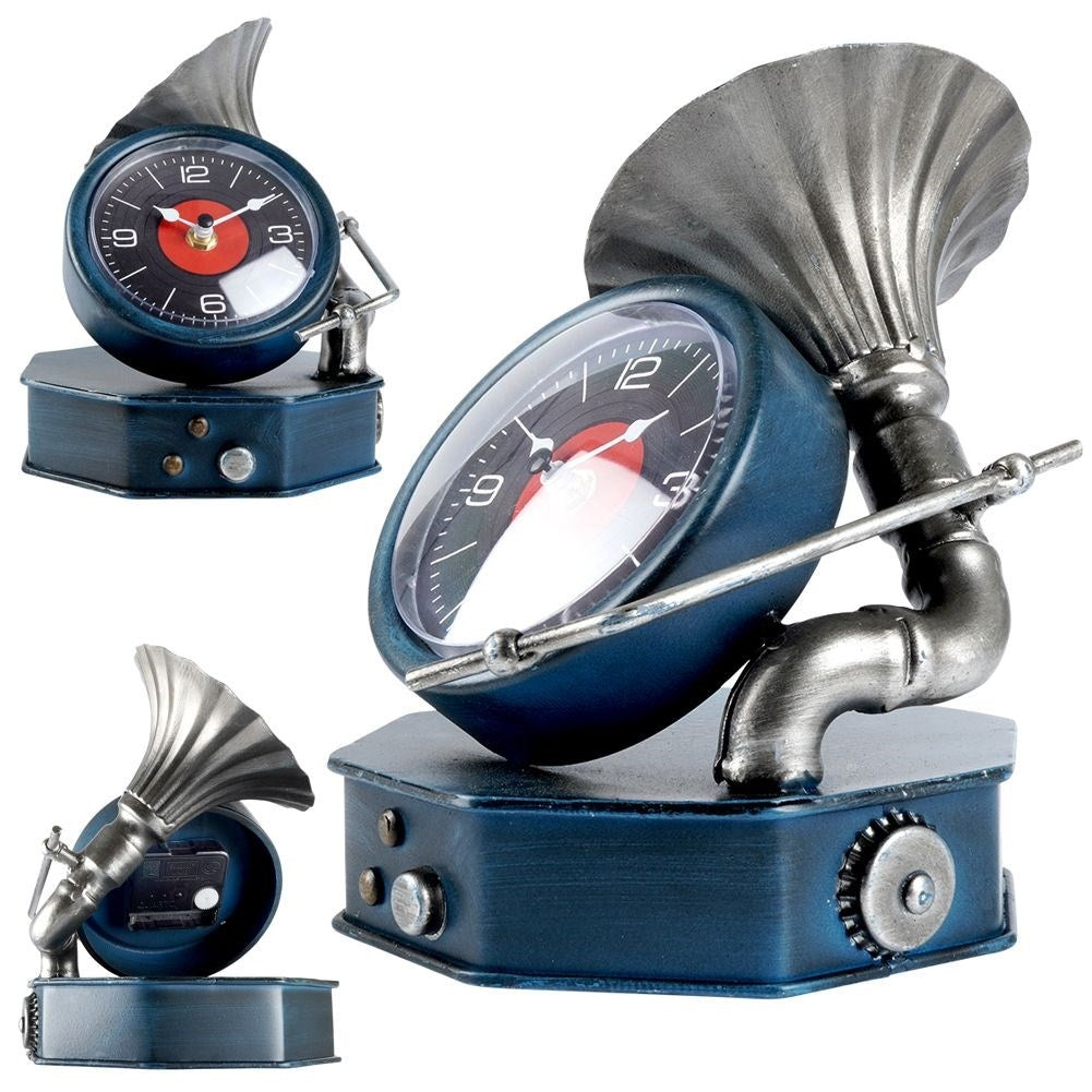 Gramophone clock in iron - unique decoration for the home