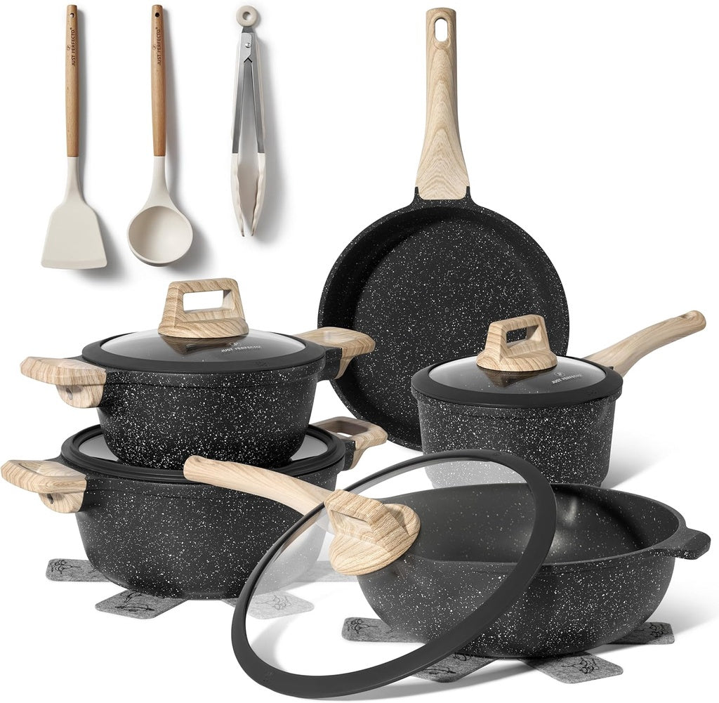Granite Cookware Set, 14-Piece Non-Stick, Induction Safe