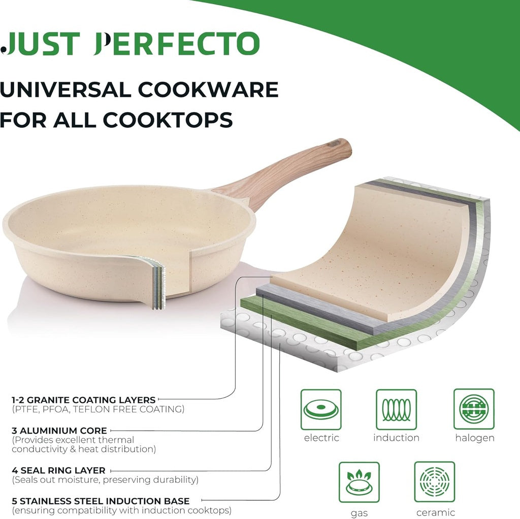 Granite Cookware Set, 15-Piece Non-Stick, Induction Ready