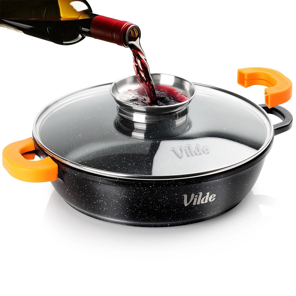 Granite Deep Frying Pan with Glass Lid, 28 cm, 3.3L