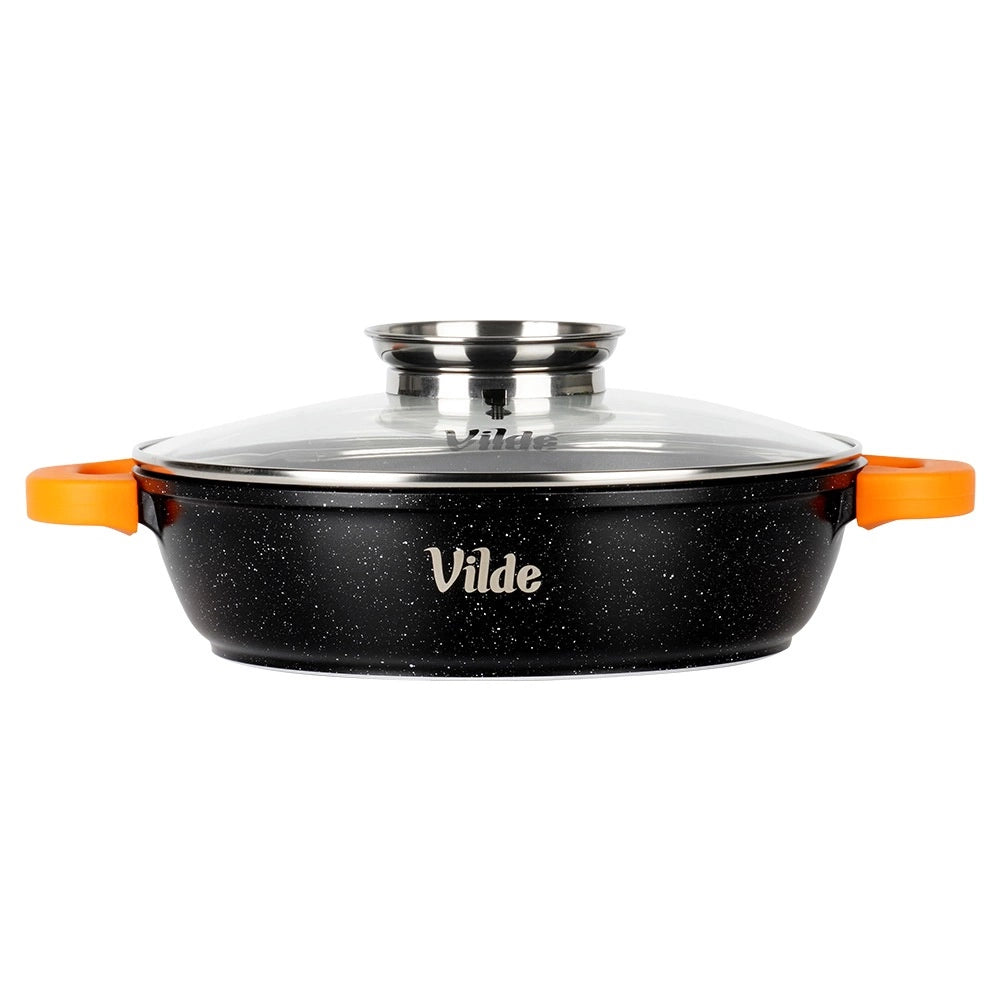 Granite Deep Frying Pan with Glass Lid, 28 cm, 3.3L