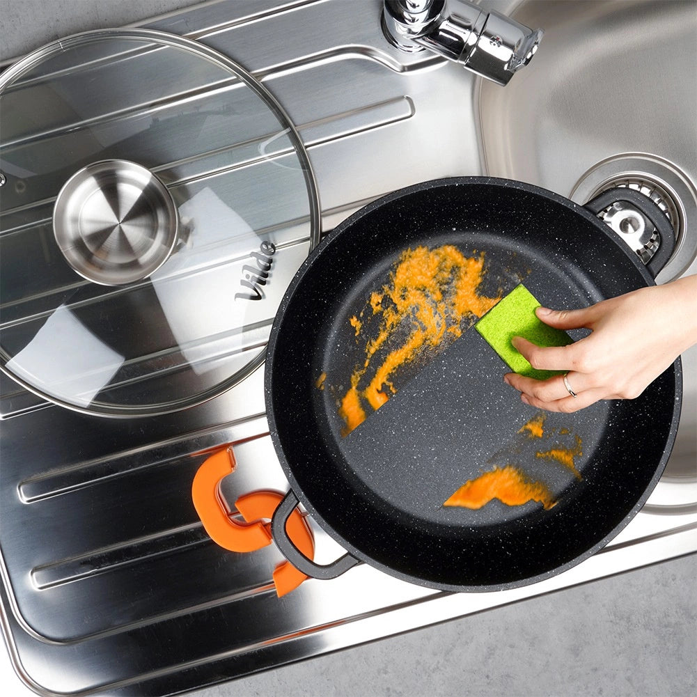 Granite Deep Frying Pan with Glass Lid, 28 cm, 3.3L