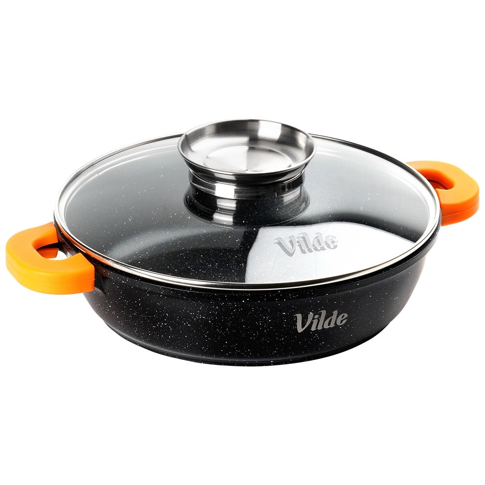 Granite Deep Frying Pan with Glass Lid, 28 cm, 3.3L