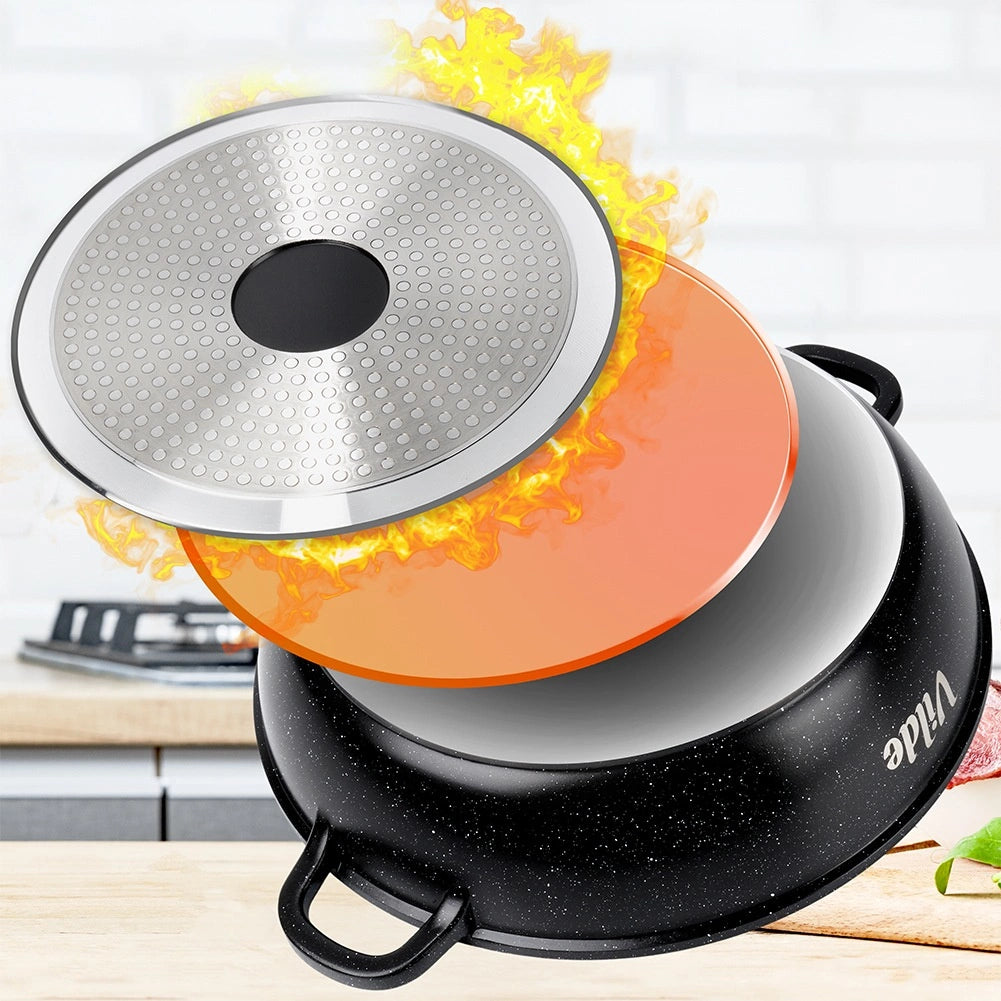 Granite Deep Frying Pan with Glass Lid, 28 cm, 3.3L