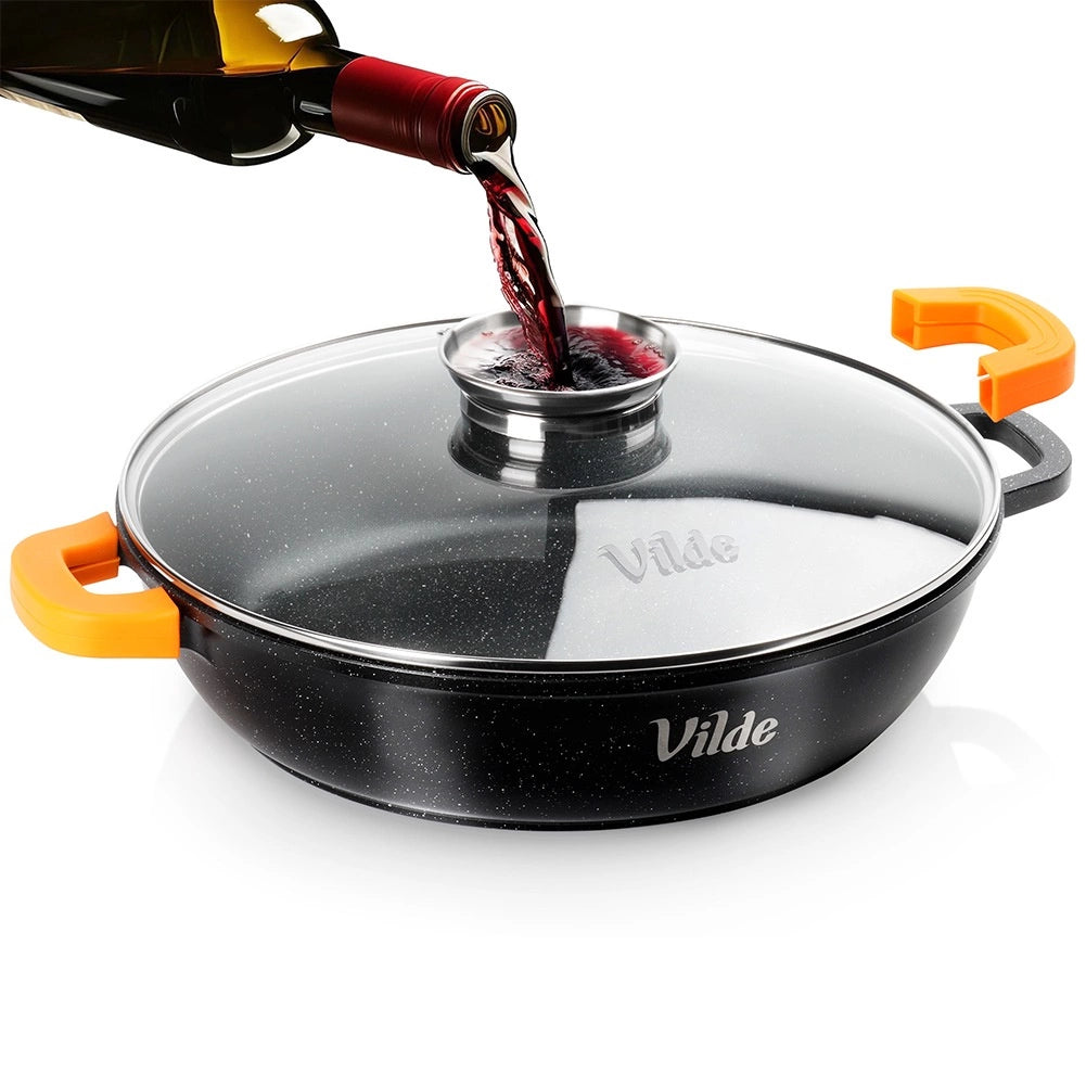 Granite Deep Frying Pan with Glass Lid, 32 cm, 4.7 L